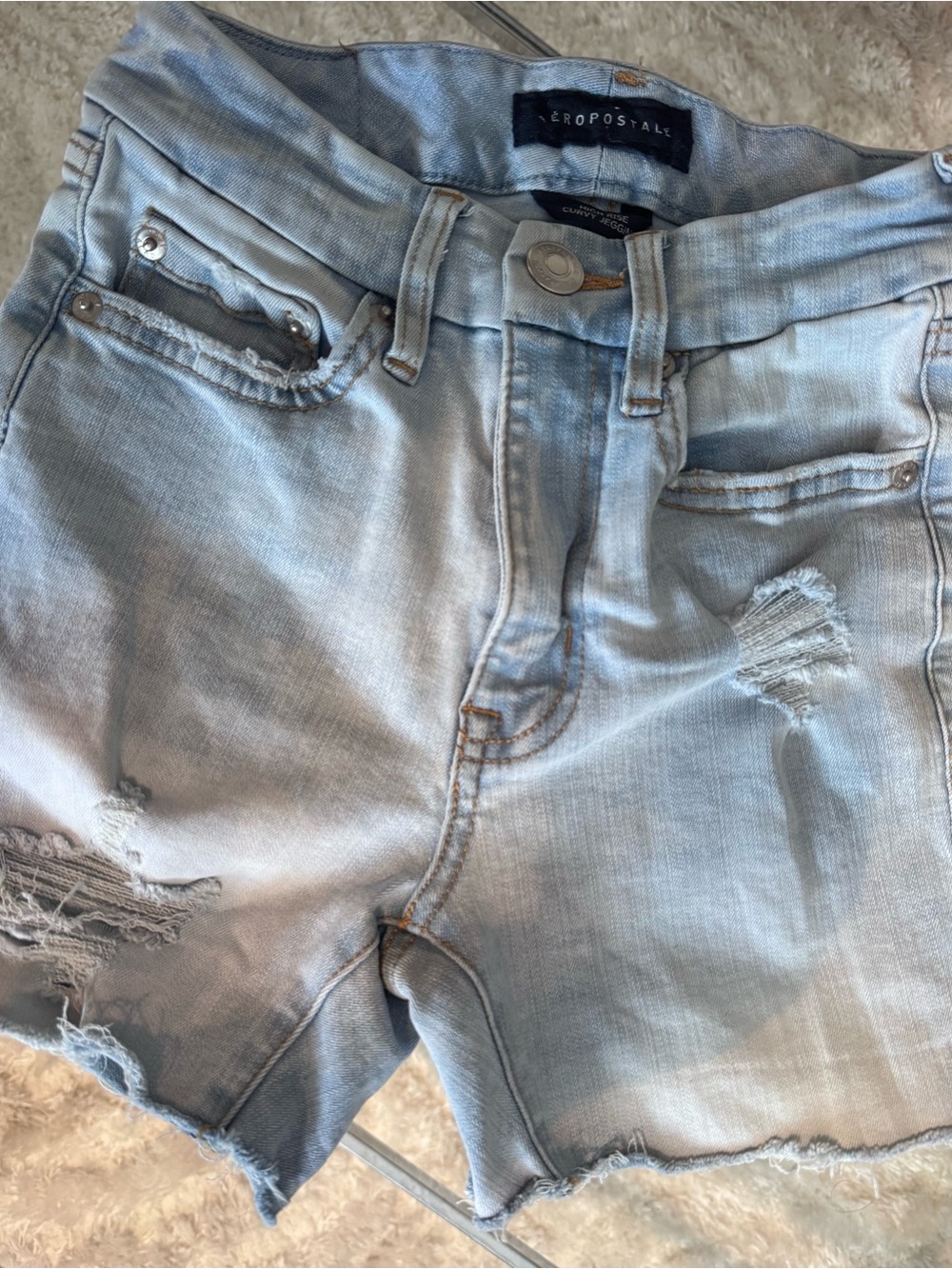 Aeropostale Light Wash Blue Distressed Jean Shorts
